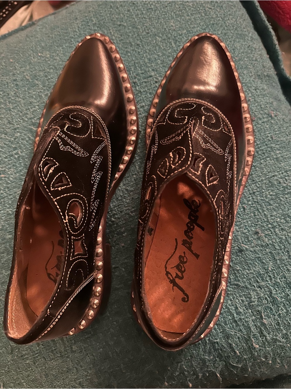 Black Studded Western-Style Slip-On Women’s shoes